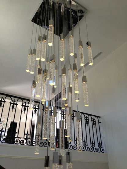 Modern Glacier Bubble Crystal Sticks Chandelier in Gold/Chrome/Black Finish for Staircase/Foyer