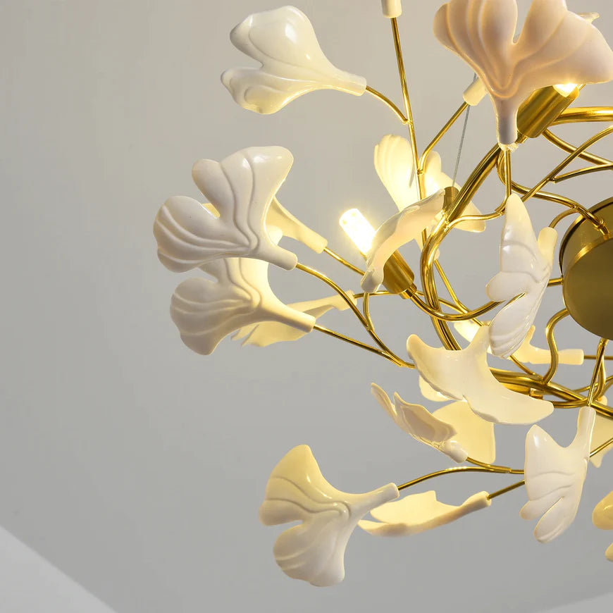 Modern Ceramic Gingko Chandelier for Living Room/Bedroom