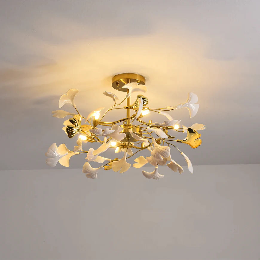 Modern Ceramic Gingko Chandelier for Living Room/Bedroom