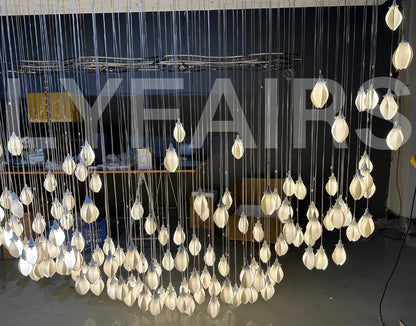 Nordic Magnolia Flower Ceramics Chandelier with Rectangular Canopy