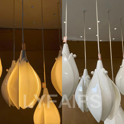 Nordic Magnolia Flower Ceramics Chandelier with Rectangular Canopy