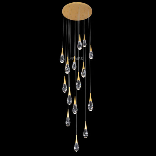 Modern Floating Crystal Waterdrop Chandelier for High-ceiling