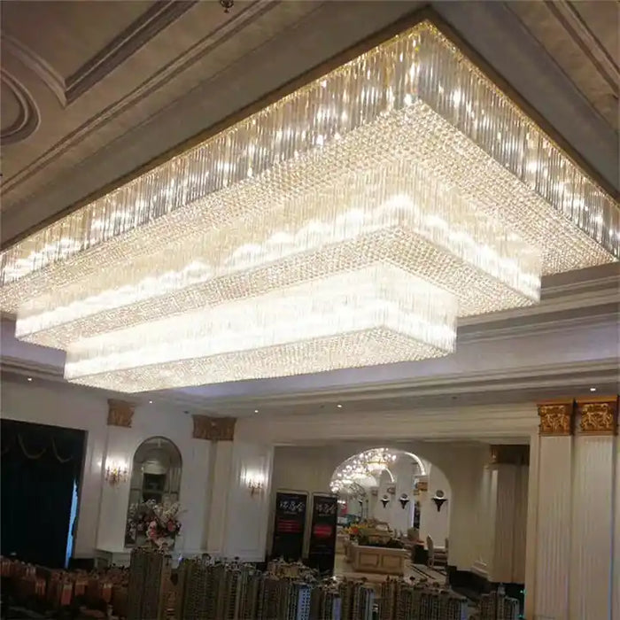 Modern Extra 2/3 Tiered Flush Mount Crystal Chandelier for Extra Space