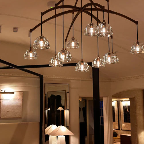 Modern Round Hemisphere Glass Chandelier