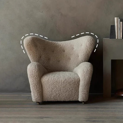 Sedia imbottita in stile antico francese di medie dimensioni color crema