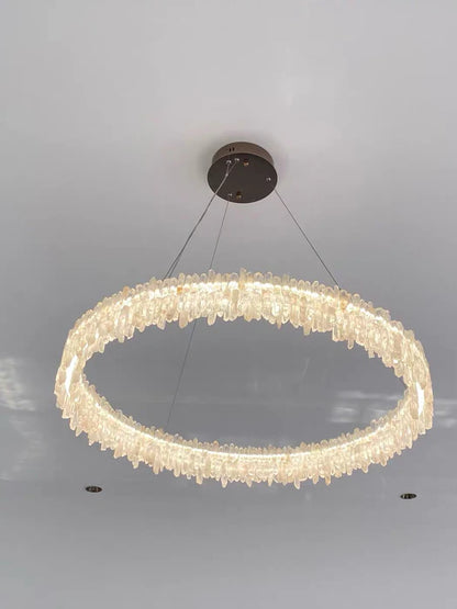 Modern Round Natural Stone Crystal Chandelier