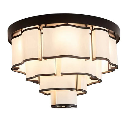 Modern Flush Mounted 3/4/5-Tier Round Acrylic Chandelier in Black Finish