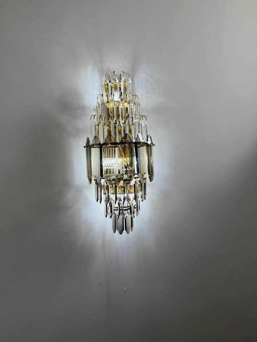 Modern Smoked&Clear Crystal Wall Lamp