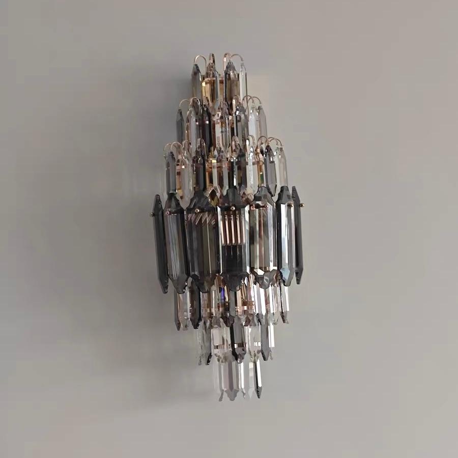 Modern Smoked&Clear Crystal Wall Lamp