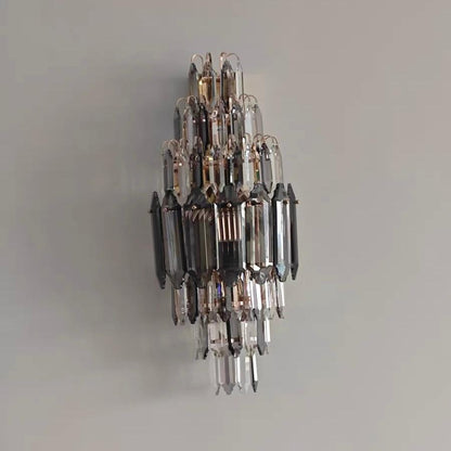 Modern Smoked&Clear Crystal Wall Lamp