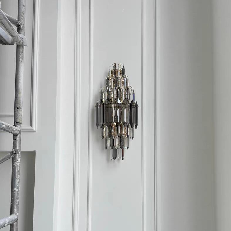 Modern Smoked&Clear Crystal Wall Lamp