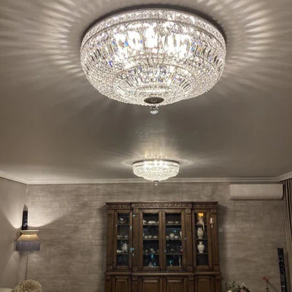 Modern 9/12/15-Light Flush Mount Crystal Chandelier in Gold/Silver Finish
