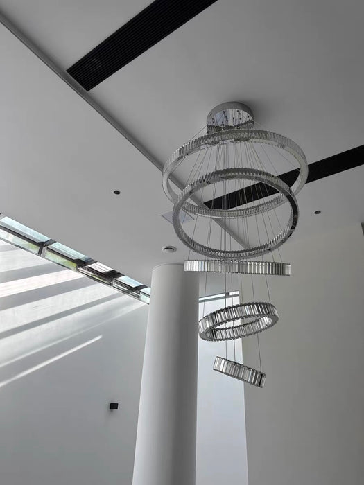 Modern Front Entryway Chandelier 5/6 Rings Crystal Gold/ Chrome Finish Ceiling Lamp