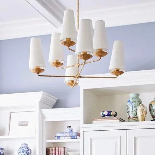 Vertical Chandelier in Bronze/Black/White Finish Color