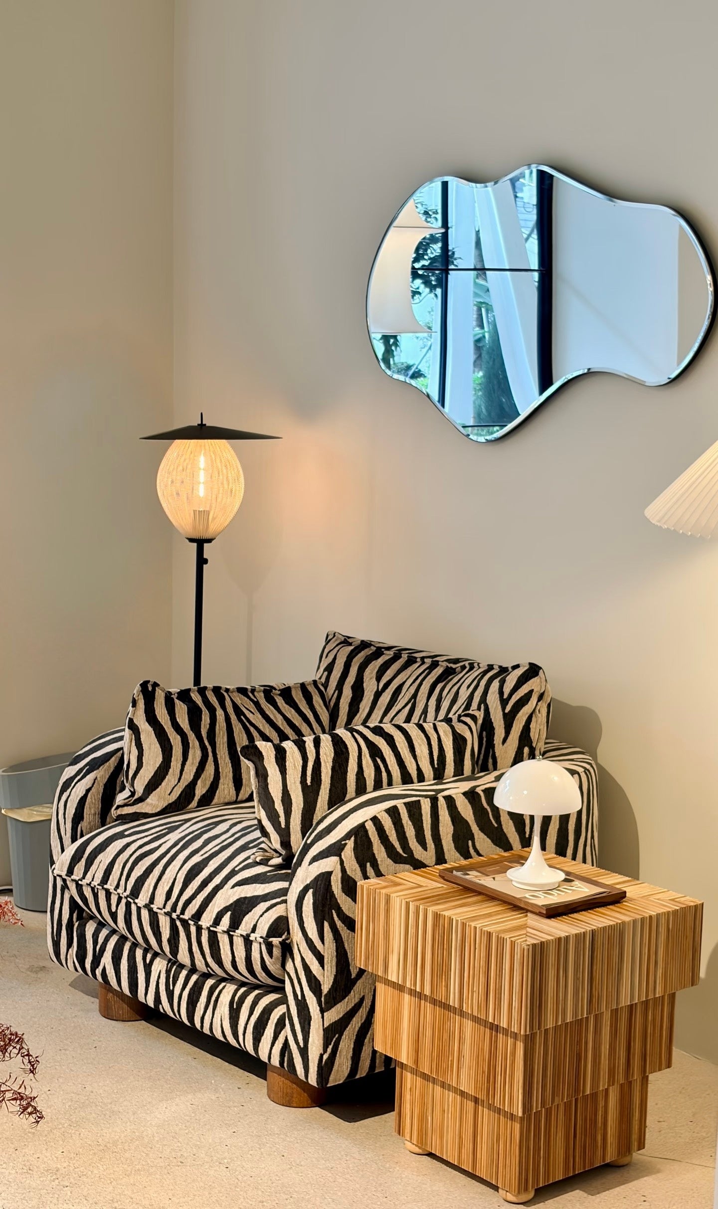 Statement Zebra‑Stripe Upholstered Modular Sofa System