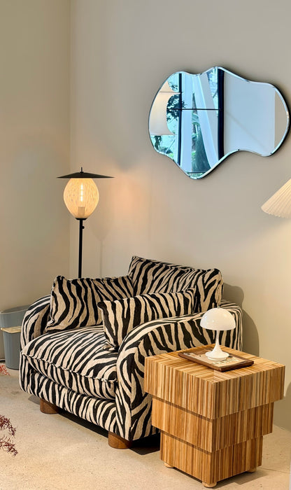Statement Zebra‑Stripe Upholstered Modular Sofa System