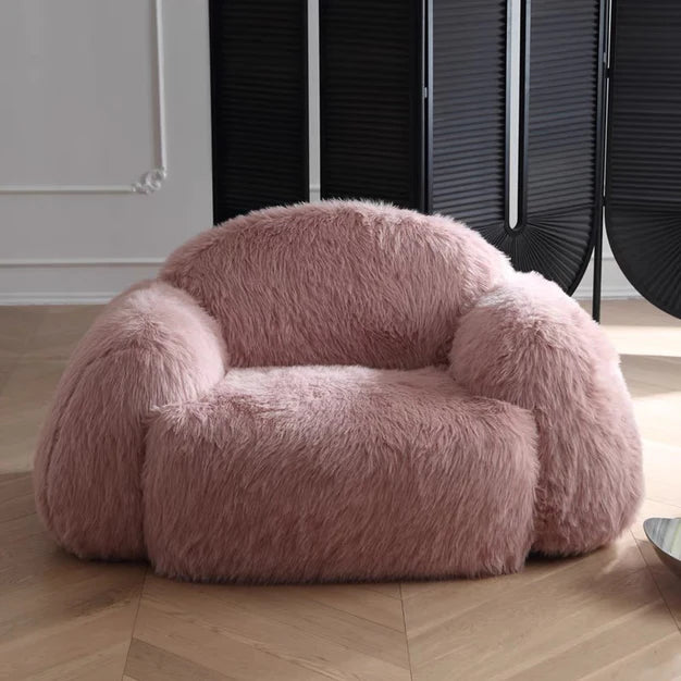 Poltrona moderna in peluche rosa