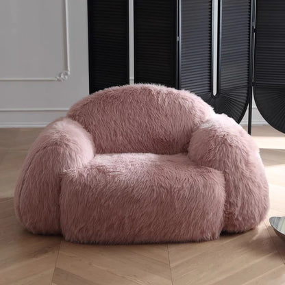 Poltrona moderna in peluche rosa