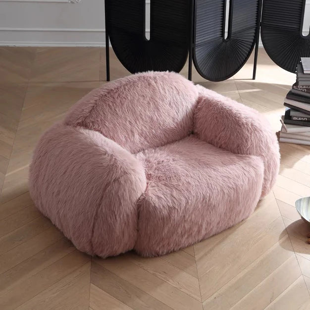 Poltrona moderna in peluche rosa