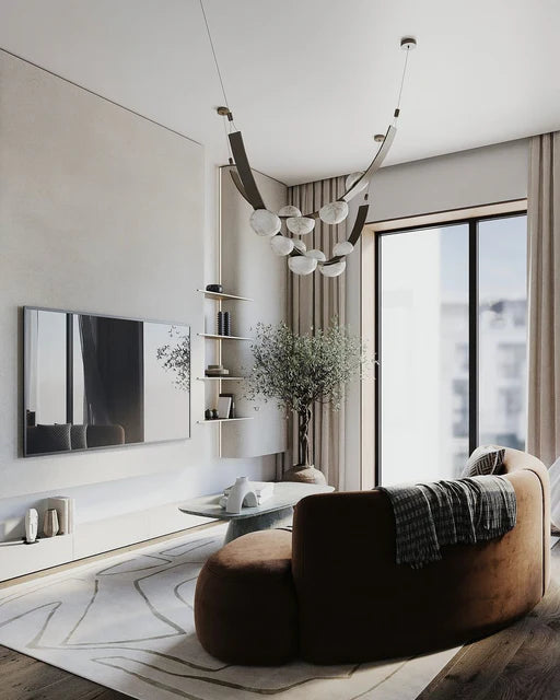 Lustre LED moderne en forme de goutte d'albâtre