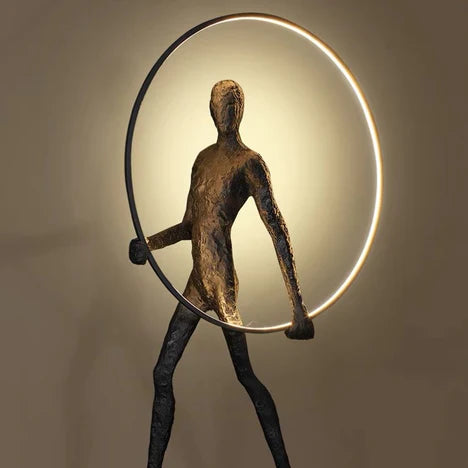 Circle/Square/Triangle Human Statue Art LED Floor Lamp