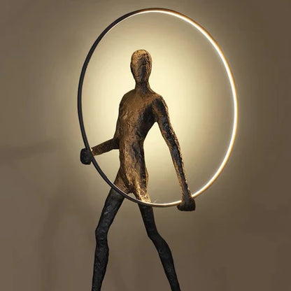 Circle/Square/Triangle Human Statue Art LED Floor Lamp