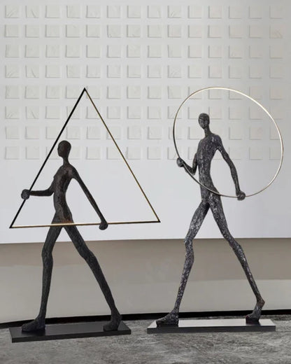 Circle/Square/Triangle Human Statue Art LED Floor Lamp