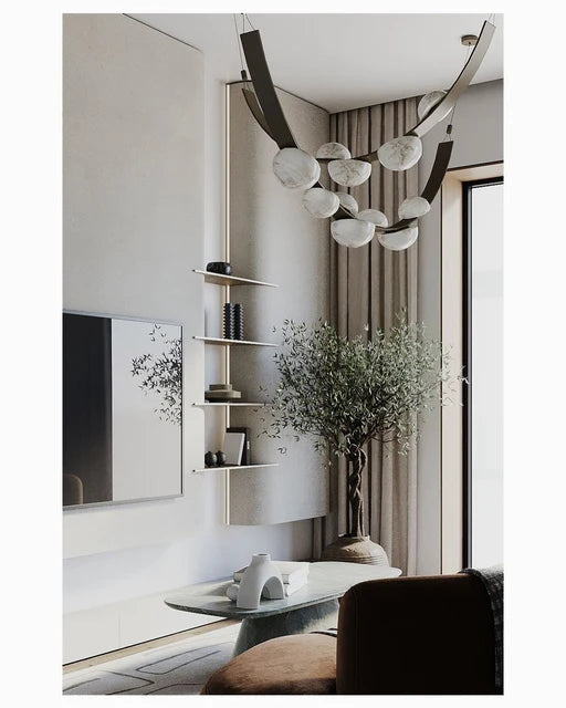 Lustre LED moderne en forme de goutte d'albâtre