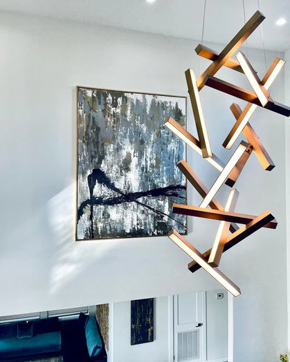 Lampadario geometrico verticale moderno per scale/ingresso/soffitti alti 