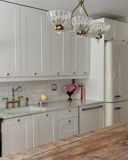 Vintage French Style Linear Glass Chandelier for Dining Room/Kitchen Island/Farmhouse