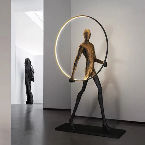 Circle/Square/Triangle Human Statue Art LED Floor Lamp
