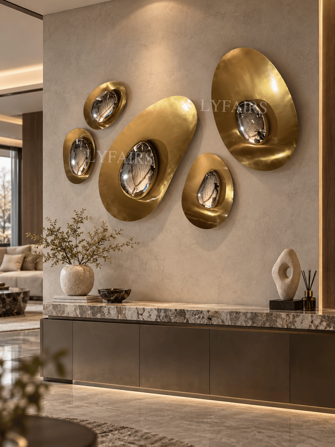 Contemporary Biomorphic Polished Steel Wall Sculpture