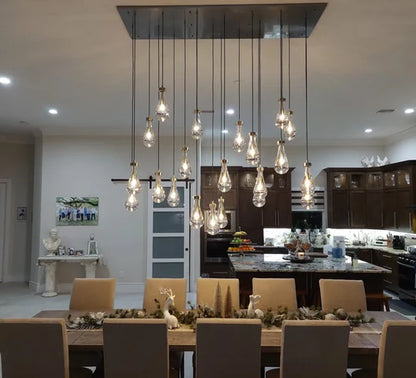 Lampadario moderno in cristallo a goccia con baldacchino rettangolare