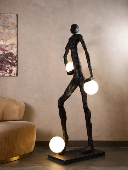 Three Light Globes Sculpture Floor Lamp