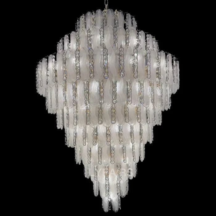 Modern Feather Crystal Chandelier Set in Chrome/Gold Finish for High/Low-ceiling