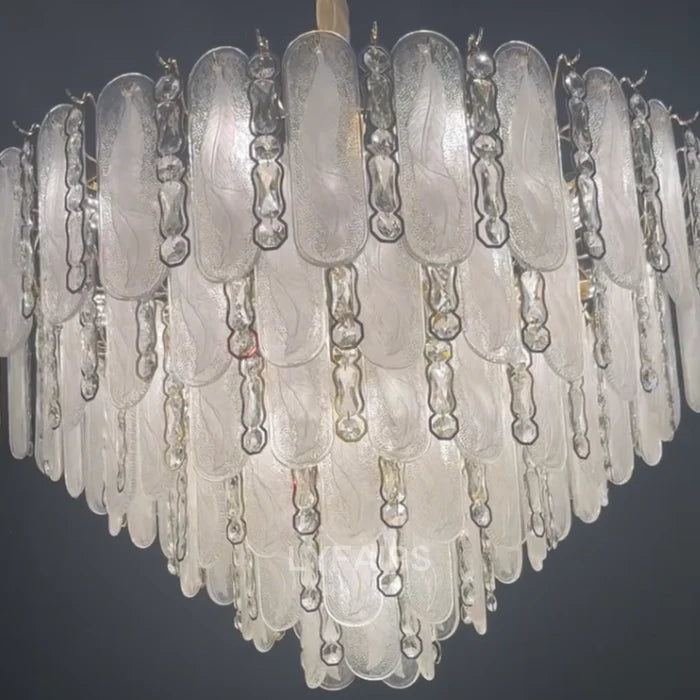 Modern Feather Crystal Chandelier Set in Chrome/Gold Finish for High/Low-ceiling