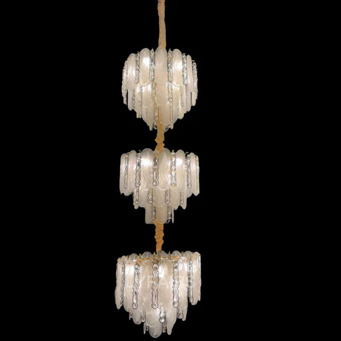 Modern Feather Crystal Chandelier Set in Chrome/Gold Finish for High/Low-ceiling