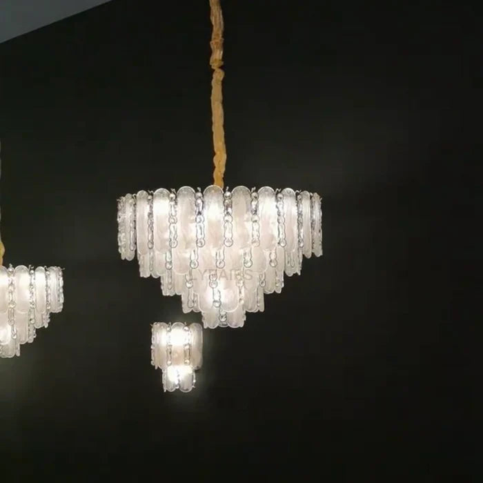 Modern Feather Crystal Chandelier Set in Chrome/Gold Finish for High/Low-ceiling