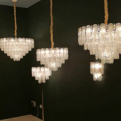 Modern Feather Crystal Chandelier Set in Chrome/Gold Finish for High/Low-ceiling