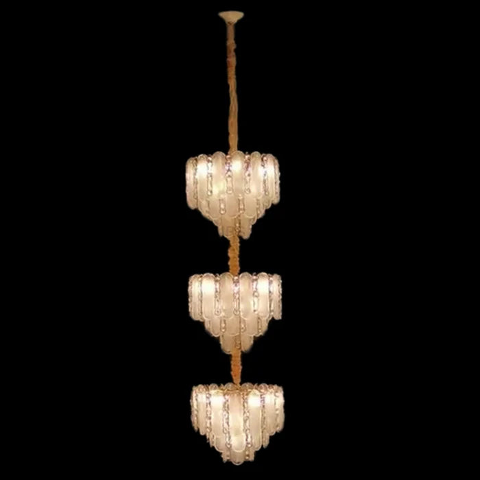 Modern Feather Crystal Chandelier Set in Chrome/Gold Finish for High/Low-ceiling