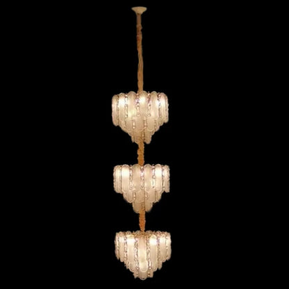 Modern Feather Crystal Chandelier Set in Chrome/Gold Finish for High/Low-ceiling