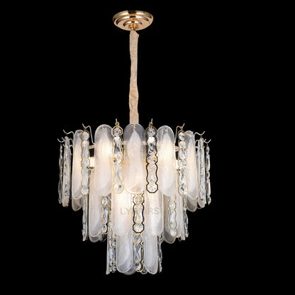 Modern Feather Crystal Chandelier Set in Chrome/Gold Finish for High/Low-ceiling