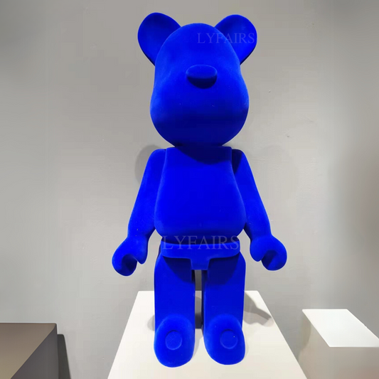 Scultura moderna di un orso blu in FRP floccato