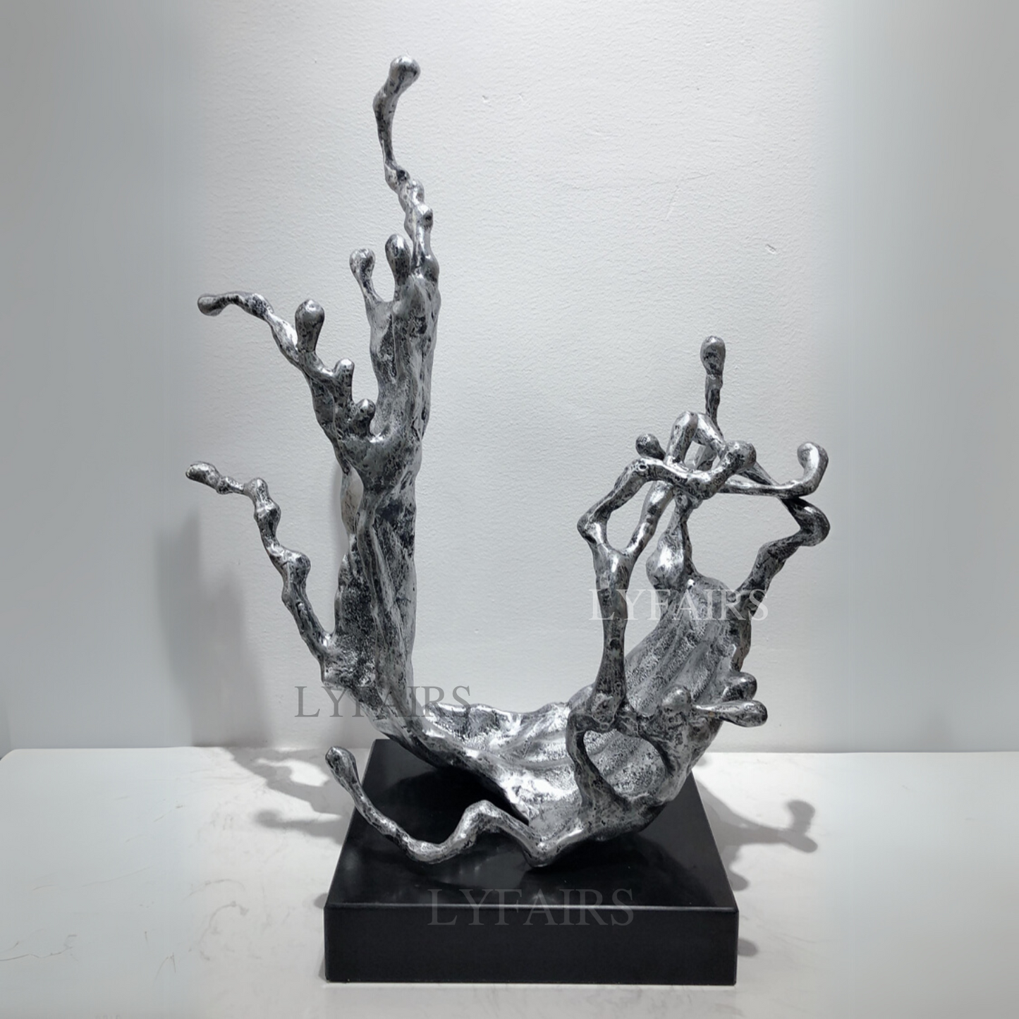 Antique Silver Branch Abstract Tabletop Art Sculpture