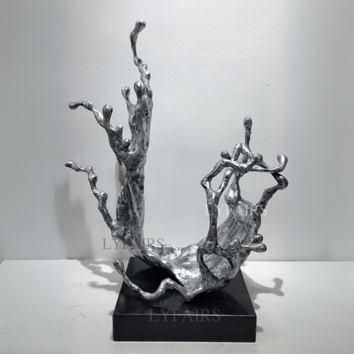 Antique Silver Branch Abstract Tabletop Art Sculpture