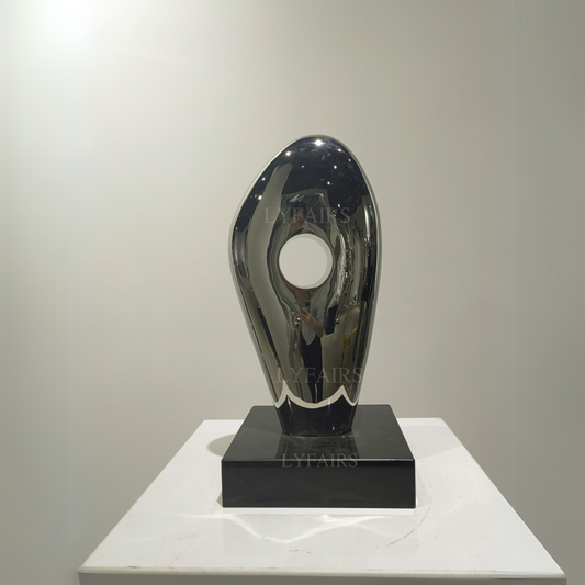 Modern Abstract Metallic Hollow Oval Sculpture