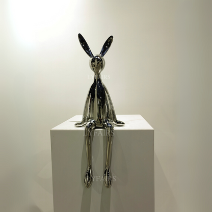 Stainless Steel Sitting Bunny Sculpture