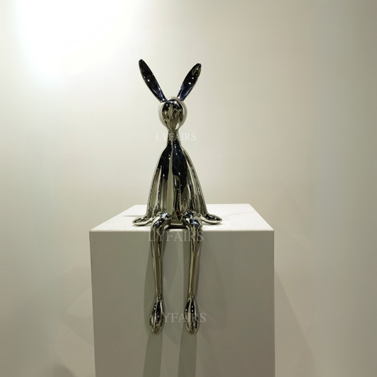 Stainless Steel Sitting Bunny Sculpture