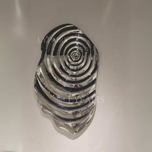 Decorazione da parete in acciaio inossidabile lucido con motivo a impronta digitale distorta 