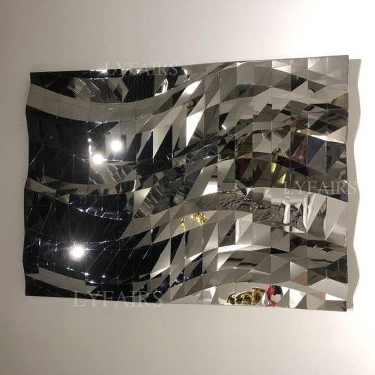 Sleek Stainless Steel Prism-Inspired Wall Decor with Mirror Effect